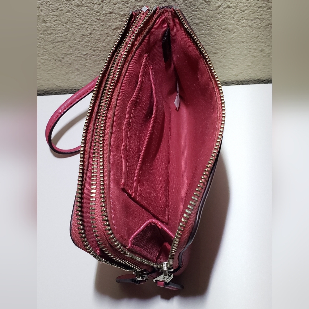 Coach Poppy Pink Zippered Wristlet - Picture 8 of 13